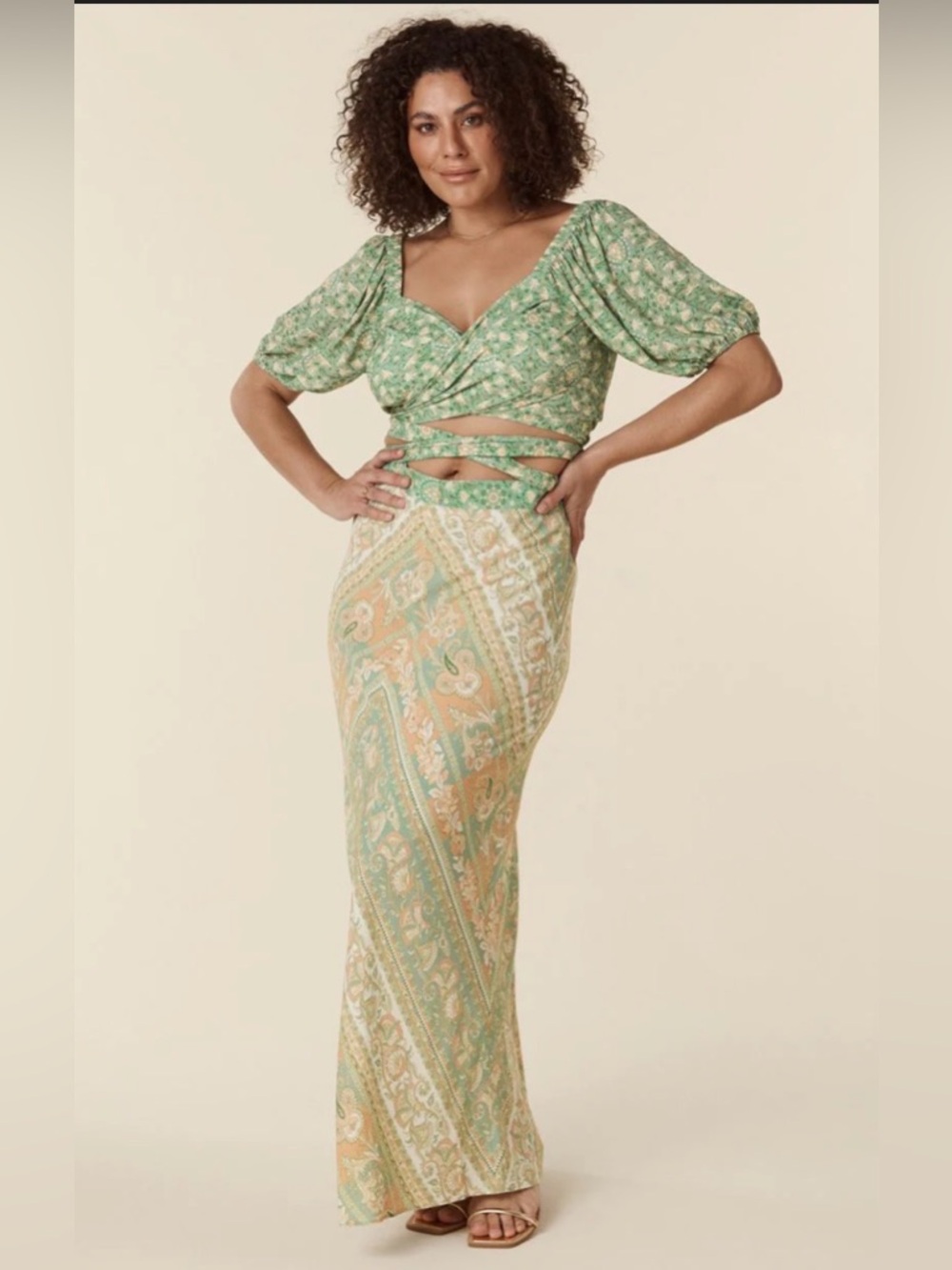 NWT Spell Madame Peacock Maxi Skirt Large Emerald